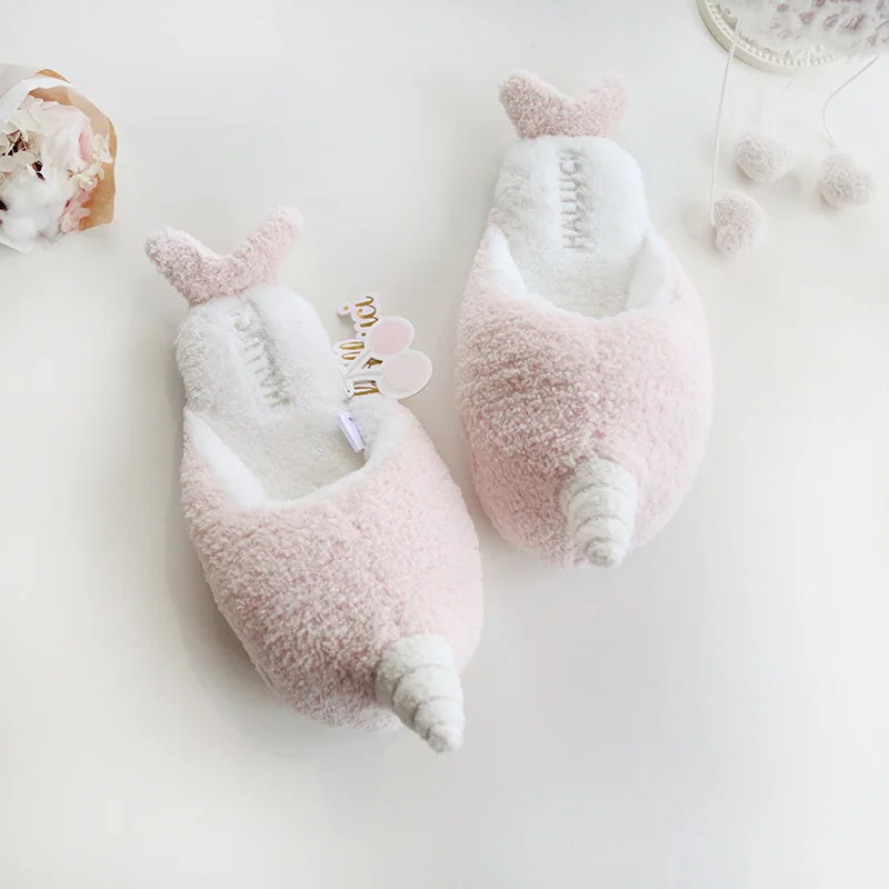 

kids unicorn slippers children winter warm home slippers girls baby Candy colors cotton slippers adult plush slippers pink 36-38