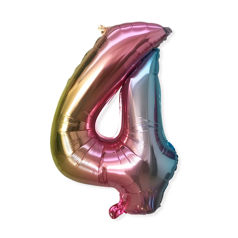 32 дюйма градиентная расцветка; Высота номер Фольга всех цветов радуги цифры День рождения украшения для детей рисунок воздушный шар свадебное воздушный шар Baby Shower ball - Цвет: Gradient 4