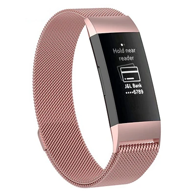 HANGRUI S/L Магнитный петля ремешок для Fitbit Charge 3 Нержавеющая сталь для женщин для мужчин спортивный ремешок для Fitbit Браслет часы - Цвет: rose pink