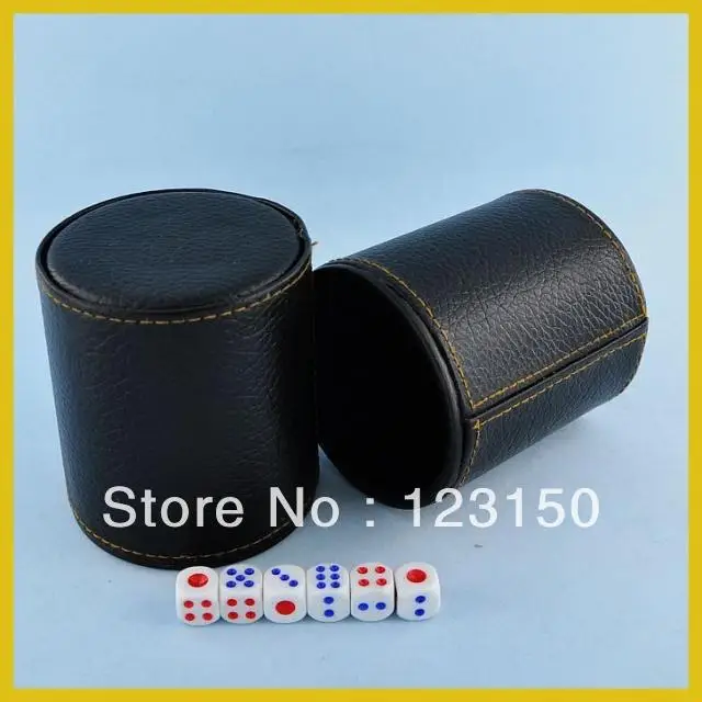 

DC-004 Black PU Leather Dice Cup with inside black palstic material, in high quality