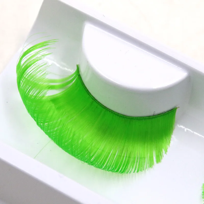 5 Pairs Green White False Eyelash Colorful Halloween Costume Party