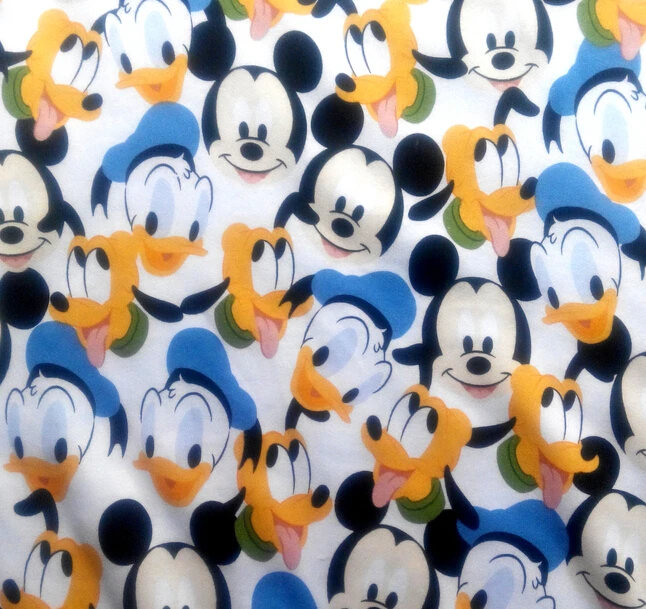 

50*180cm Cartoon Mickey Soft knitted Fleece cotton Fabric Child Clothes/Diy Handmade Craft Bedding Home