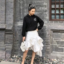 Белая кружевная Асимметричная юбка с листом лотоса, Коллекция весна-лето года, новая длинная юбка по фигуре рыбий хвост, j201812006