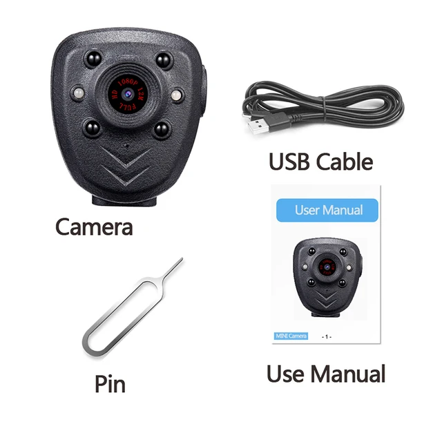 HD 1080P Police Body Lapel Worn Video Camera DVR IR Night Vision LED Light Cam 4-hour Record Digital Mini DV Recorder Voice 16G 4