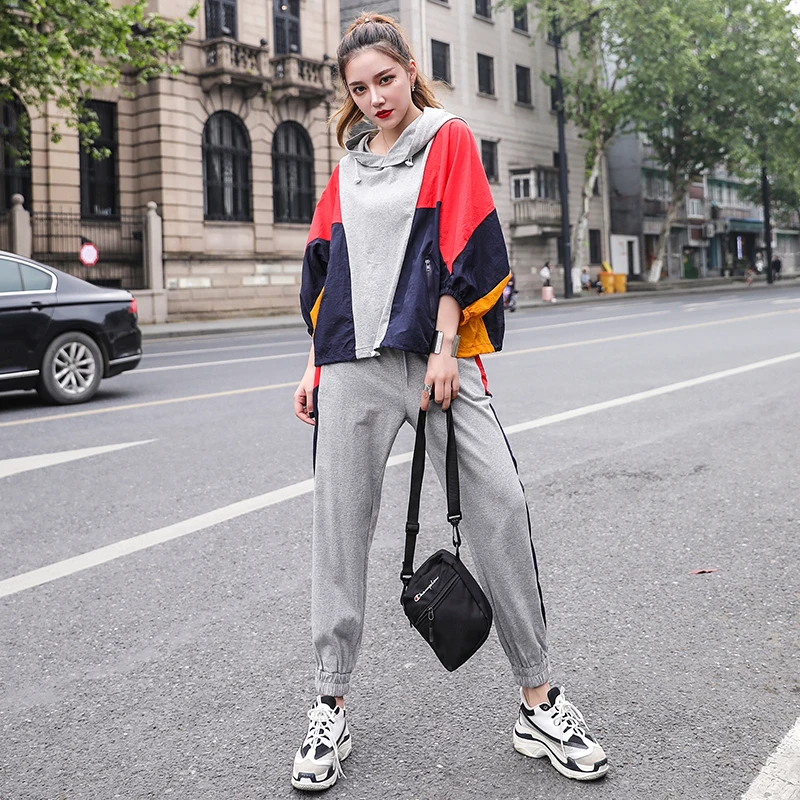 

Spring and Autumn 2 Piece Sets Womens Outfits Hip Hop Style Two Piece Set Top and Pants Sweatshirt Hooded and Harem Pants