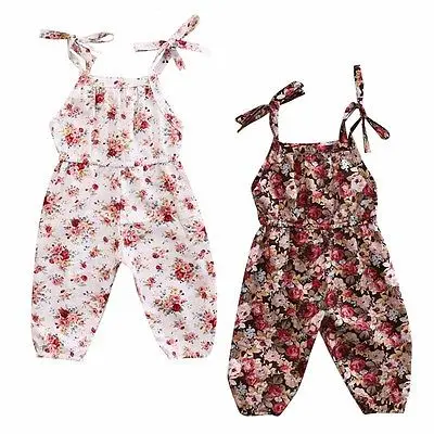 Летние для новорожденных девочек детская майка без рукавов Цветочный комбинезон одежда из хлопка комплект одежды
