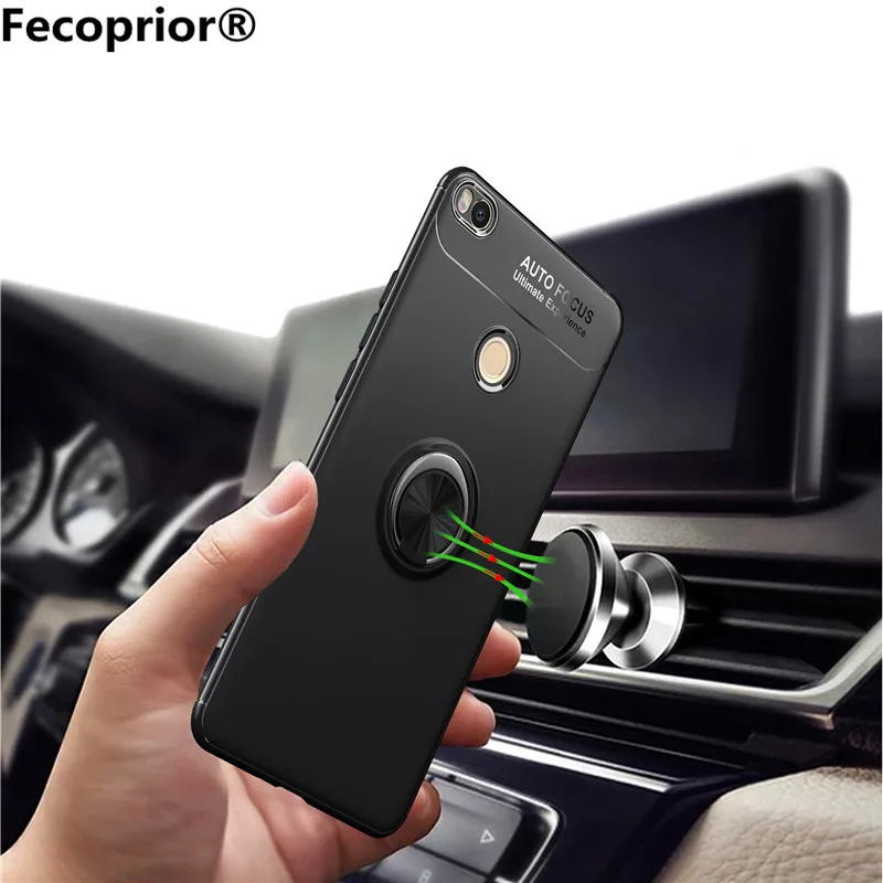 

Fecoprior Max2 Metal Ring Case For Xiaomi Mi Max 2 Back Cover Car Holder Suction Stand Soft Silicon Celulars Fundas Coque