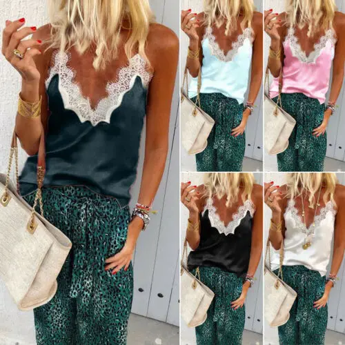 

New Women Summer Lace Vest Top Sleeveless Blouse Casual Tank Tops T-Shirt