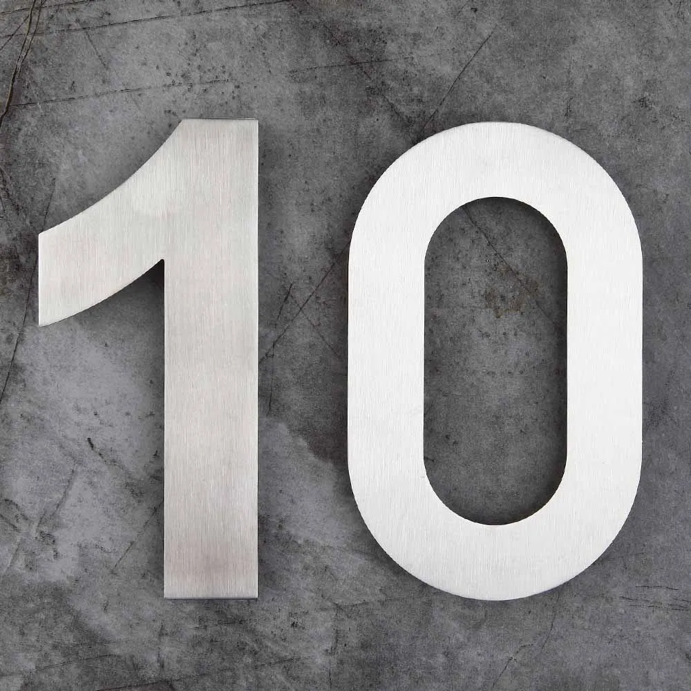 

6 Inch Floating House Numbers Door Sign Mounted, Stainless Steel 18-8 Brushed Nickel