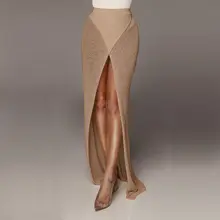 JRRY сексуальный разрез трикотажные для женщин юбки для Пряжа Ткань Barelegged пляжная юбка