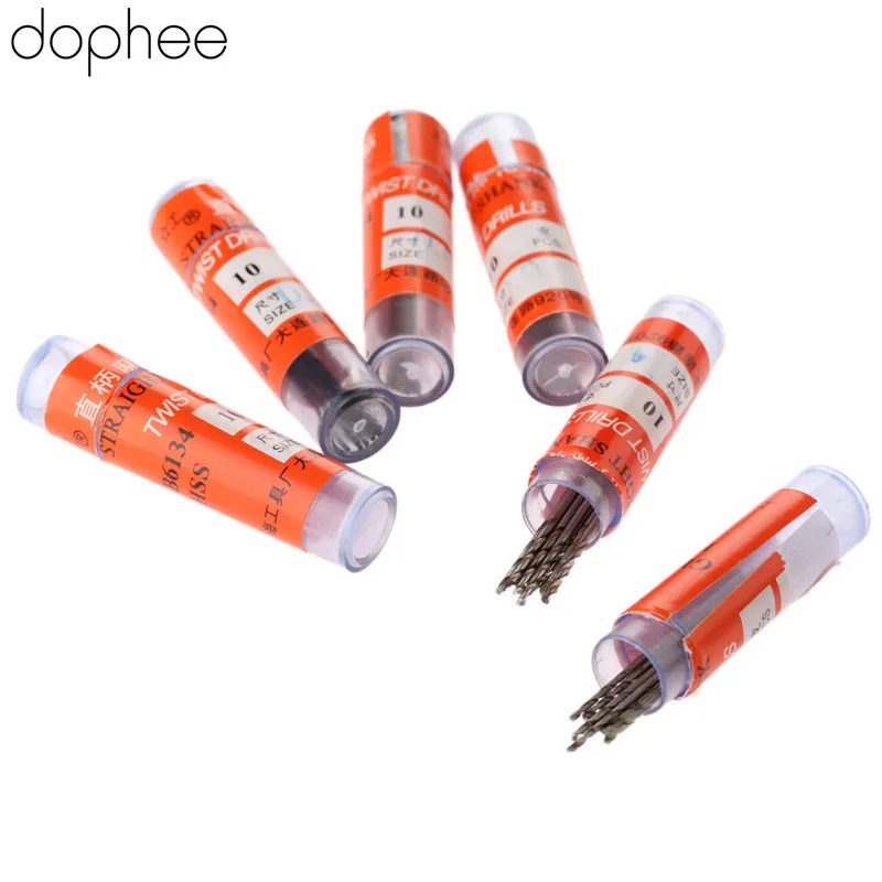 dophee 0.5-3.5MM 10PCS Twist Drill Bits HSS High Speed Steel Drill Bit Set Micro Straight Shank Wood Tools for Electric Drills