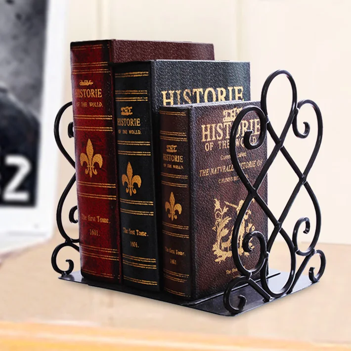 

2pcs/set Creative Extension-type Bookshelf Creative Bookend Simple Retro Metal Iron Bookstand Chancery Student Office Stationery