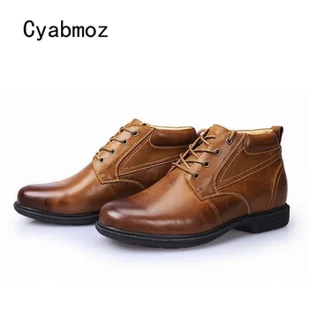 

Cyabmoz Fashion Brand Men Genuine Leather Height Increasing Shoes Invisibly 9cm Elevator Mens Lace up Casual Party Man Shoes