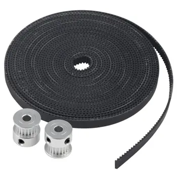 

HOT-5m 2GT 6mm Rubber Pulley Timing Belt + 2pcs 20T Gear Pulley for 3D Printer(20T 5MM Pulley )