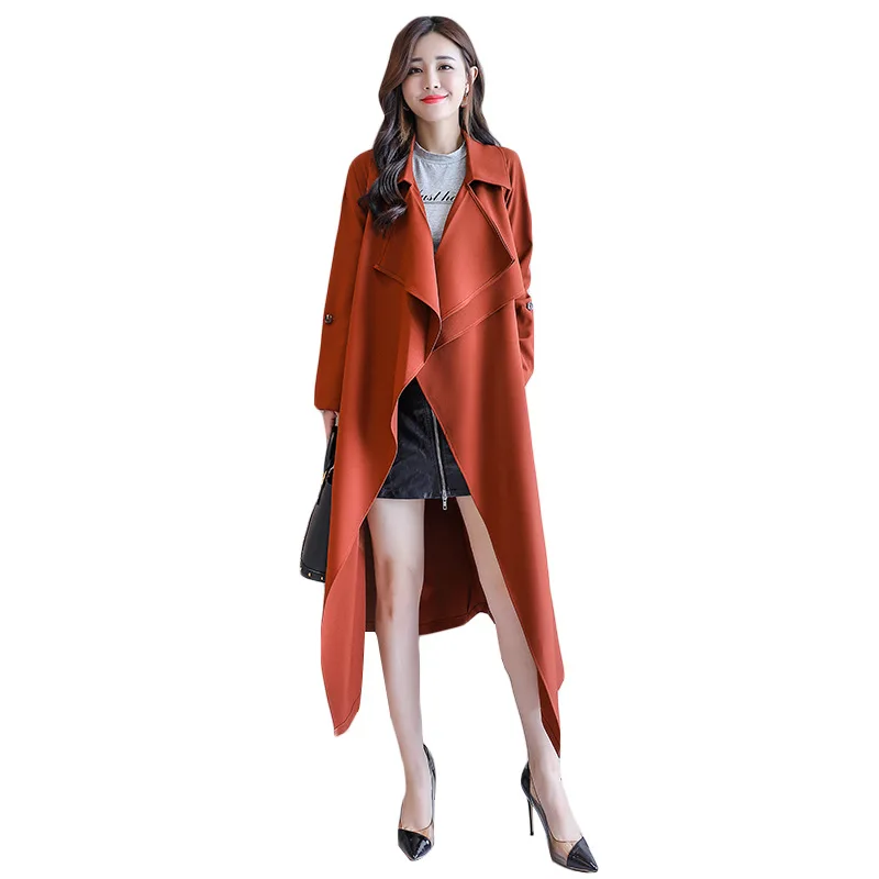 

Spring Autumn Women's Trench Coat 2019 Streetwear Casual Windbreaker Coats Women Solid Long Loose Slim Female Clothes D190722