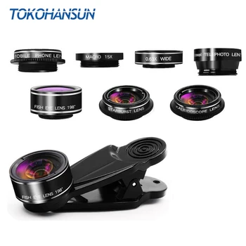 

TOKOHANSUN 7in1 Phone Camera Lens Kit Fish Eye Wide Angle/macro Lenses CPL Kaleidoscope and 2X telephoto zoom Lens for iPhone 7