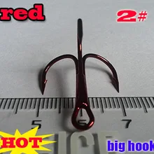 Новые Красные тройные Крючки Три якорных крючка Размер: 2# Большой тройной крючок Количество: 50 шт./лот Высокоуглеродистая сталь