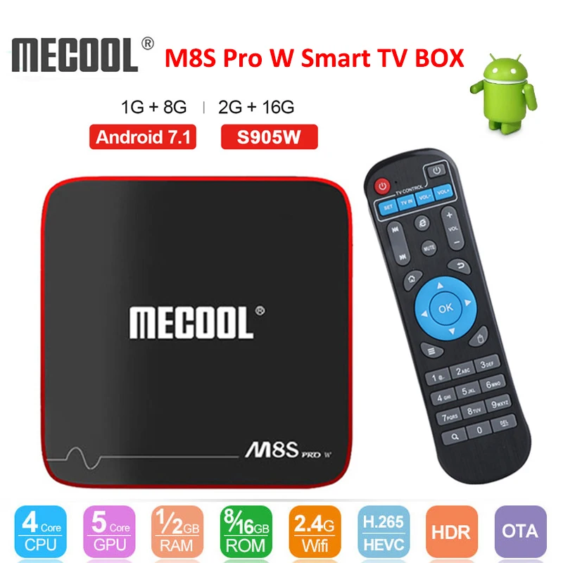 

Mecool M8S PRO W Smart TV Box Android 7.1 Amlogic S905W Quad Core 1GB 8GB 2GB 16G Support 4k MAG 250 Stalker 2.4G WiFi IPTV Box