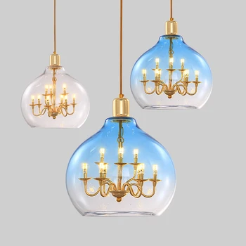 

Modern Glass Chandelier Lighting G4 Bulbs Transparent Stained Glass Ball Vintage Ceiling Chandelier Modern Decor Lighting