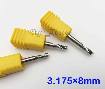 

3pcs 1/8" High Quality cnc bits single flute Spiral Router Carbide End Mill Cutter Tools 3.175 x 8mm Free Shipping