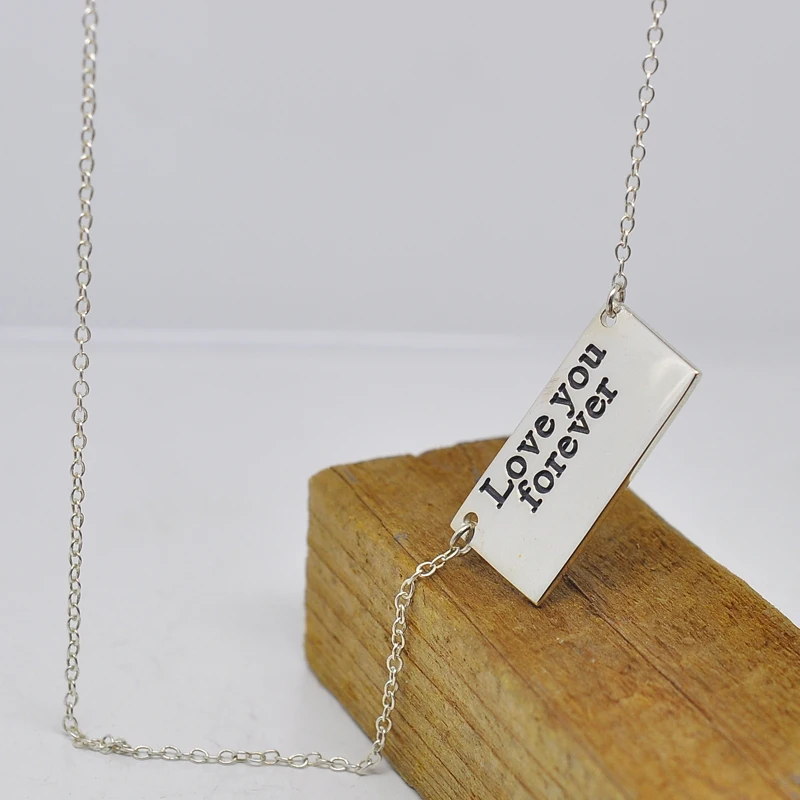 Wholesale Personalized Engraved Love Message Bar Custom Name Word Tag font b Necklace b font BFF