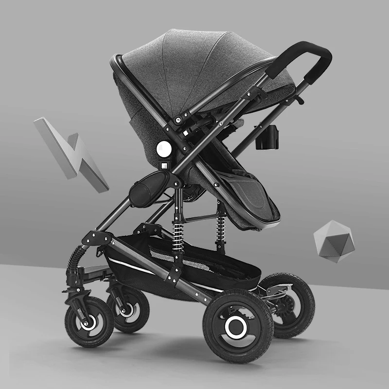 Детская коляска 3 в 1, коляска с автомобильным сиденьем, дорожная система, детская коляска с автомобильным сиденьем для новорожденных, комфортное автомобильное сиденье для 0~ 36 месяцев - Color: gray