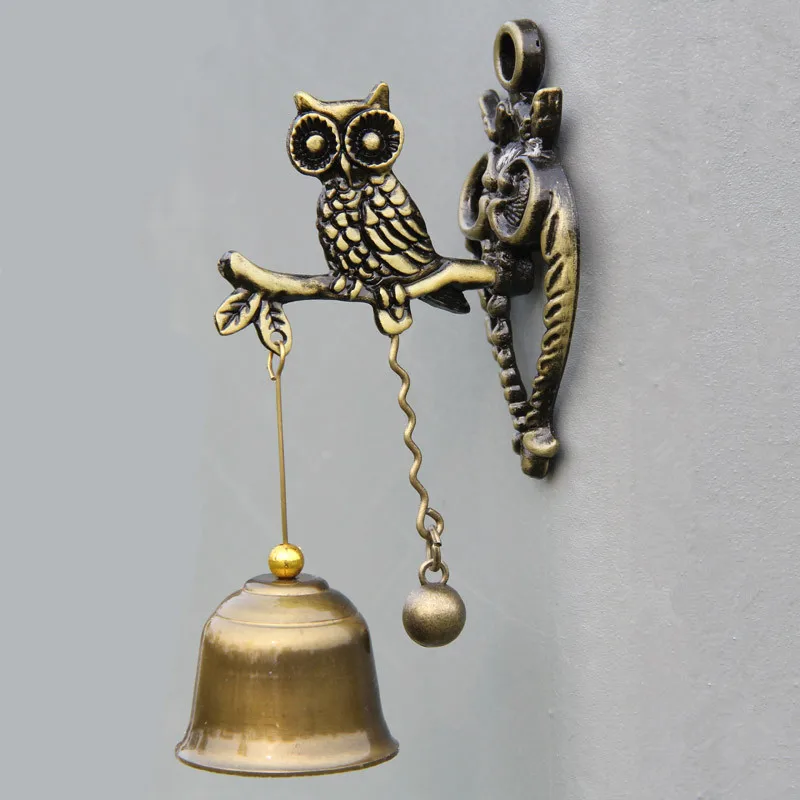 

New Metal Iron Bell Wind Chime Retro Animal Doorbell Wall Hanging Decoration Horse Elephant Owl Shape