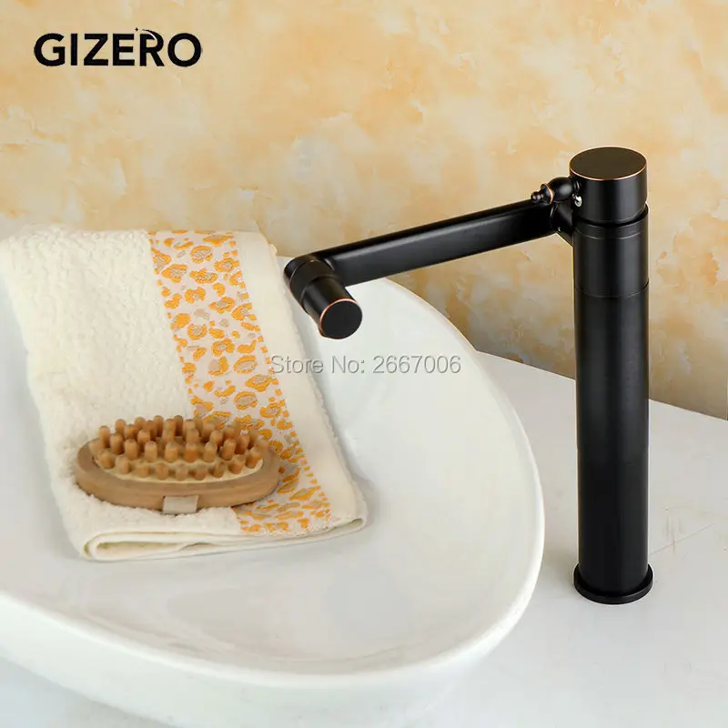Gizero 360 درجة للتدوير الأسود البرونزية الحمام الغرور بالوعة صنبور سطح جبل تل خلاط صنابير المياه الساخنة والباردة GI733 Gizero 360 درجة للتدوير الأسود البرونزية الحمام الغرور بالوعة صنبور سطح جبل تل خلاط صنابير المياه الساخنة والباردة GI733