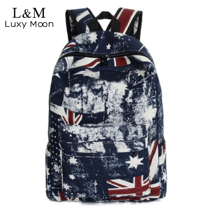 

New 2017 Graffiti Backpack Fashion Men Women Canvas Backpacks UK Flag Printing Rucksack Travel School Laptop Bags mochila XA627H