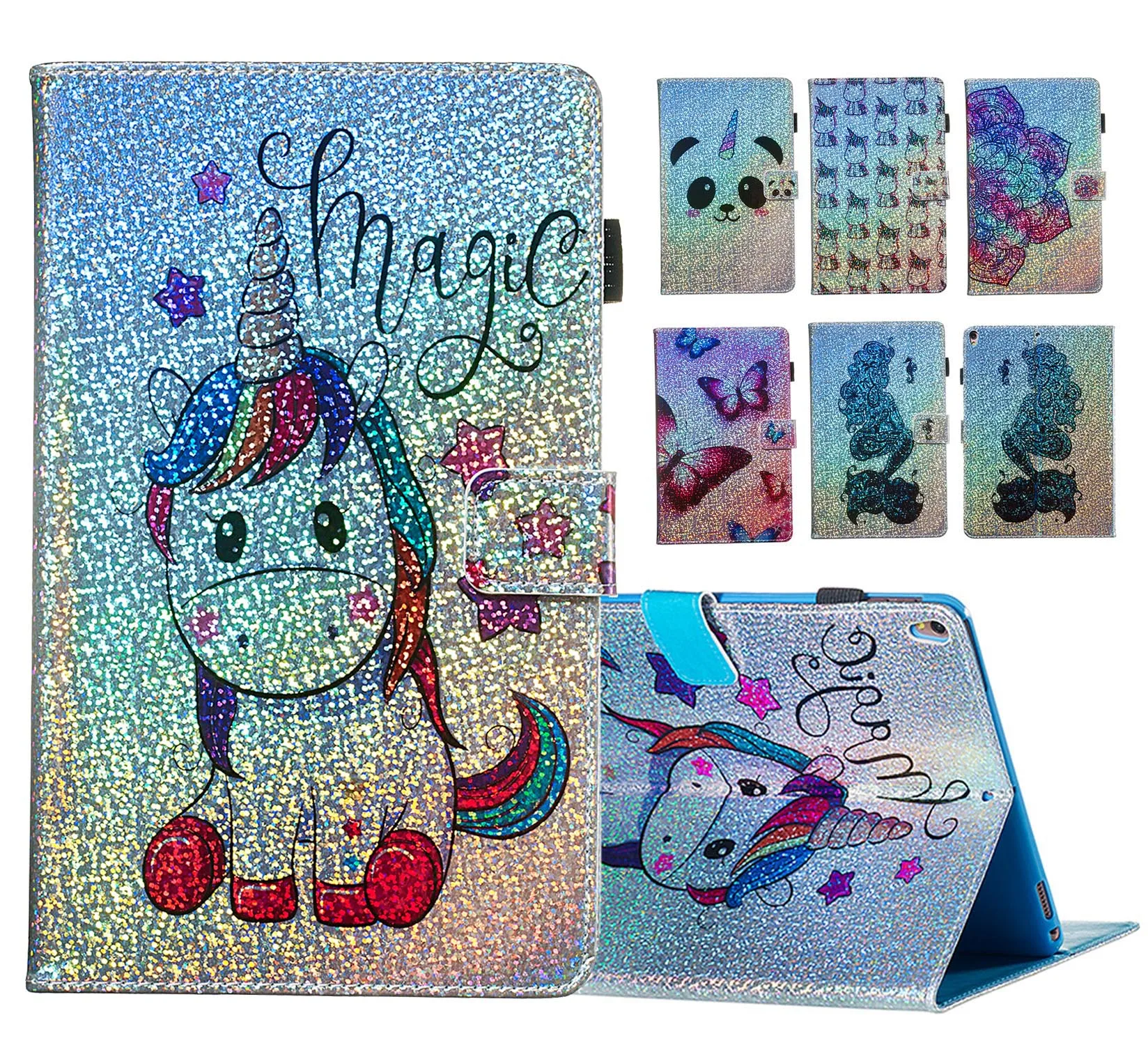

Tablets Bling Unicorn smart Case For Amazon New Kindle 658 10th Generation Fashion Flip Stand Cards PU Leather Silicone Fundas