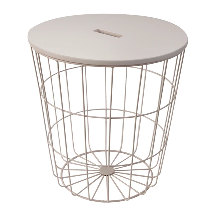 Simple design living room round iron wire side table
