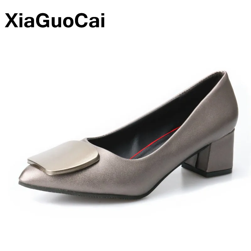 

2018 Sexy High Heel Women's Shoes Spring Autumn Ladies Pumps Soft Pointed Toe Slip-On Square Heel Woman Party Shoes