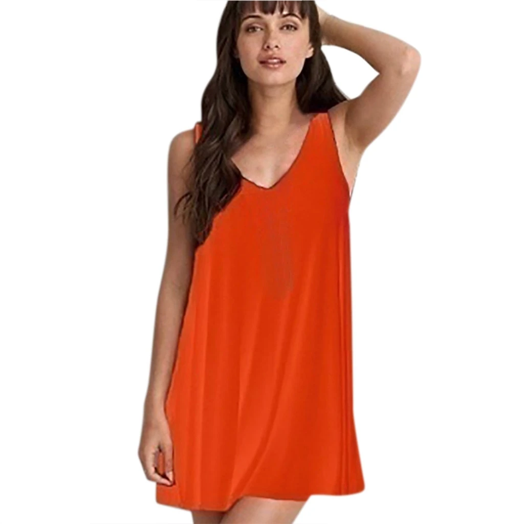 JAYCOSIN  Women Plus Size Summer Dress Sleeveless O-neck Jurk Casual Criss Cross Backless Dress 19MAR19