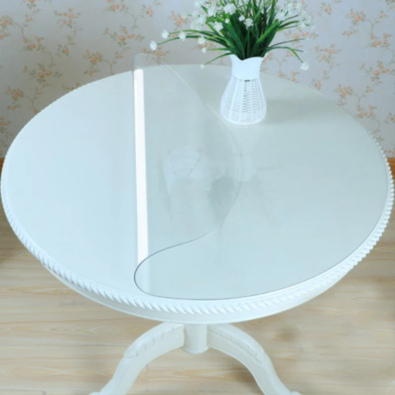  PVC Tablecloth Round Waterproof Transparent Kitchen Pattern Oil Table Cover Glass Soft Cloth Tablec