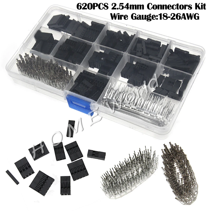 

620pcs/set 2.54mm Dupont Connector Dupont Jumper Wire Cable Pin Header Dupont Plastic Shell Plug