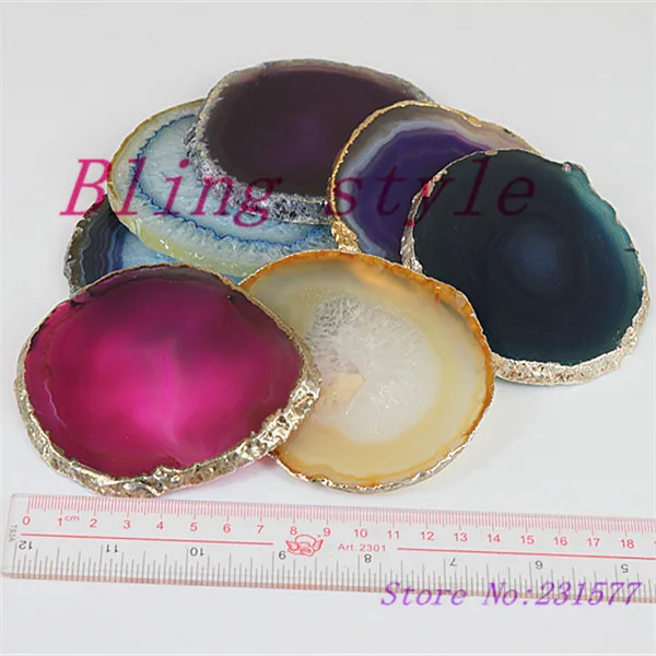 

1PC Nature Gems onyx Slice Druzy Pendant Mix Color Round Druzy Drusy onyx Slice Pendant Druzy Geode Quartz Pendant For Cup