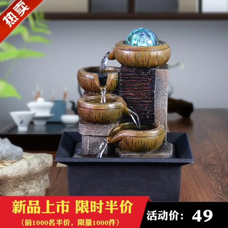 

European Water Fountain Humidifier for Living Room Desktop Home Decorations Figurines Miniatures Genuine Gift Bonsai
