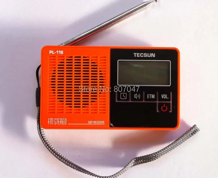 Tecsun PL-118 мини-размер Featherlight цифровой PLL синтезированный и DSP(цифровая обработка сигнала) PL118 fm-часы радио с ETM