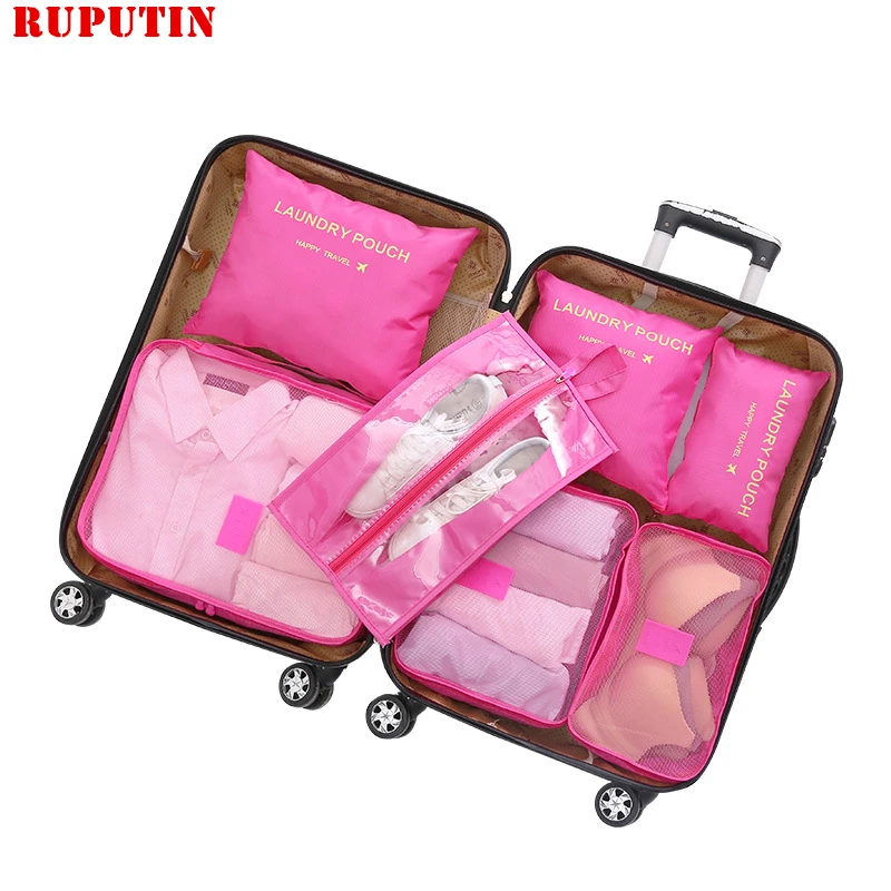 

New Seven-piece Set Travel Accessories Bag Luggage Storage Clothing Shoes Underwear Packing Club Organizer Cosmetic Sorting Bag