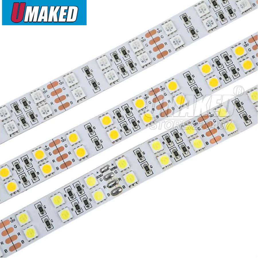 Одежда высшего качества! 5 м DC 12 В 600Led 120led/м водонепроницаемый SMD 5050 RGB теплый белый светодиодный двухрядный гибкий ленточный светильник