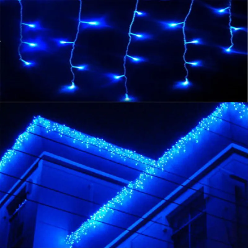 Рождественская Новогодняя гирлянда светодиодный светильник для занавесок s Icicle струнный светильник 4 м Droop 0,3-0,6 м наружное украшение фестиваль Свадьба вечеринка - Испускаемый цвет: Blue