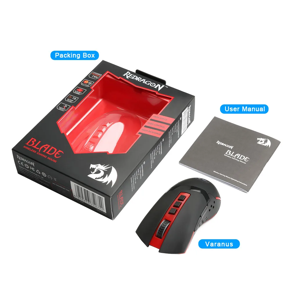 Redragon M692 9 Кнопка USB игры беспроводной мышь 4800 точек на дюйм эргономичный мышь для лэптопа 5,2