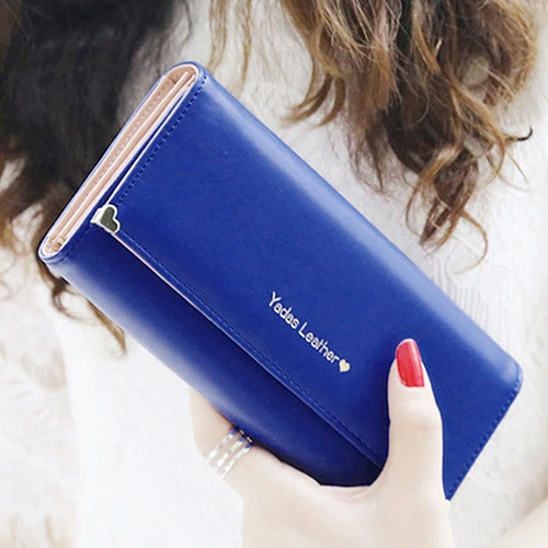  2015 Women's Rivet Heart Faux Leather Clutch Long Purse Card Coin Wallet Handbag Bag 6O5D 
