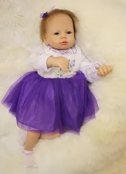 

22inch reborn Silicone babies dolls 55cm bebe alive fashion toddler girl doll high quality toy cloth body bonecas brinquedos