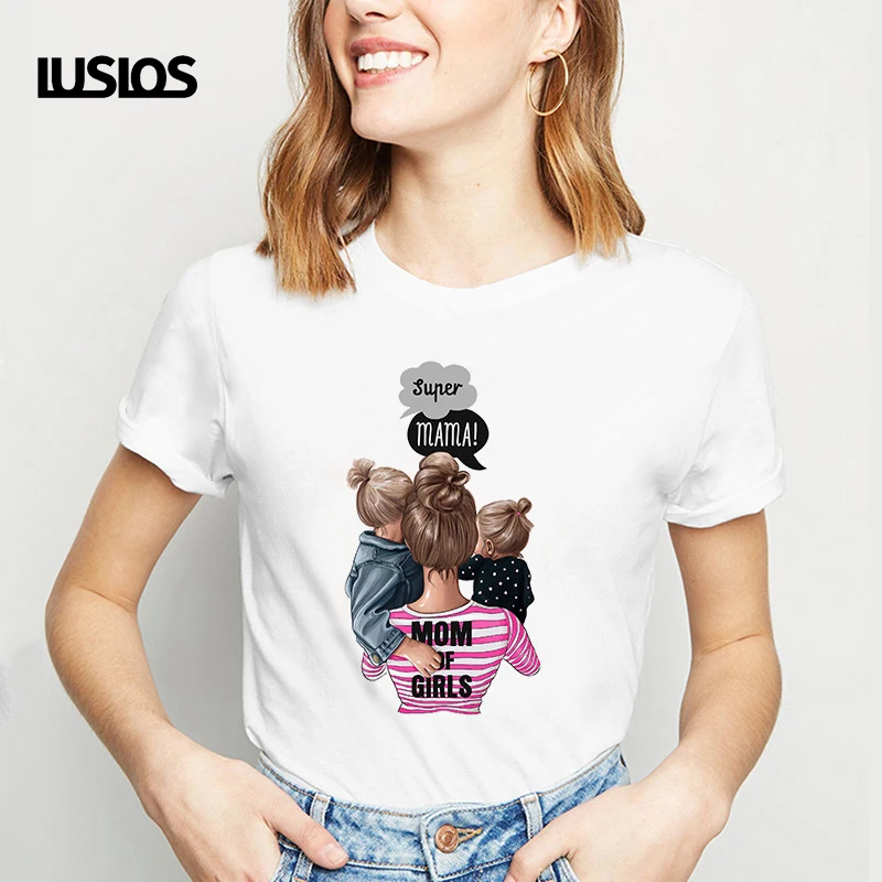 LUSLOS мама и близнец Мальчики Любовь Семья Рингер Футболка для женщин Лето с