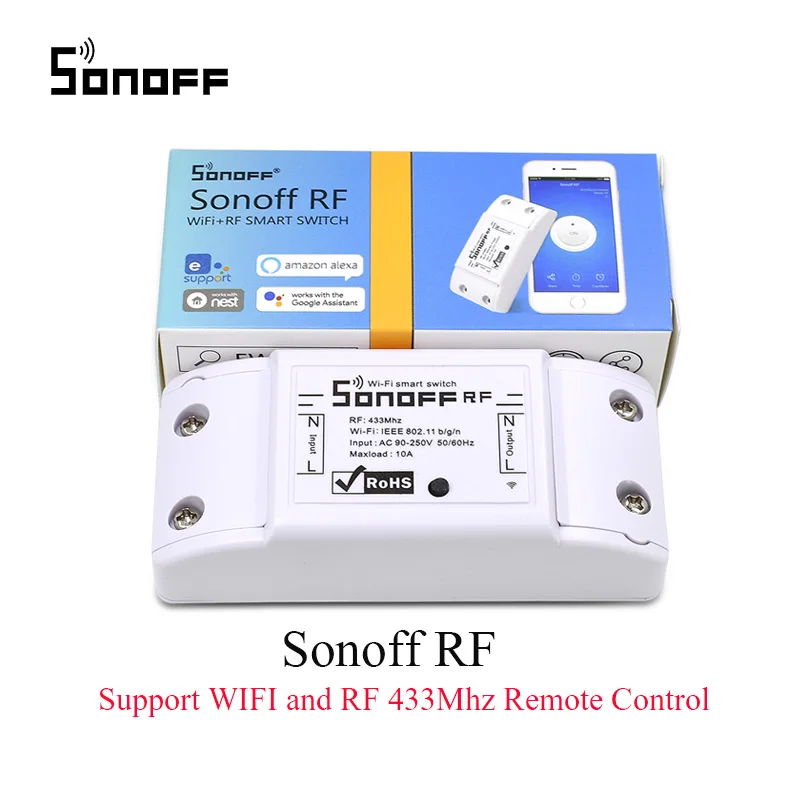 Sonoff RF Sonoff Basic/RF wifi переключатель, беспроводной пульт дистанционного управления, умный переключатель, wifi модуль автоматизации, набор таймера для самостоятельной сборки, работает с Alexa 10A/2200W - Комплект: Sonoff RF