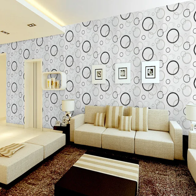 modern style geometric figure black and white circle wallpaper pvc