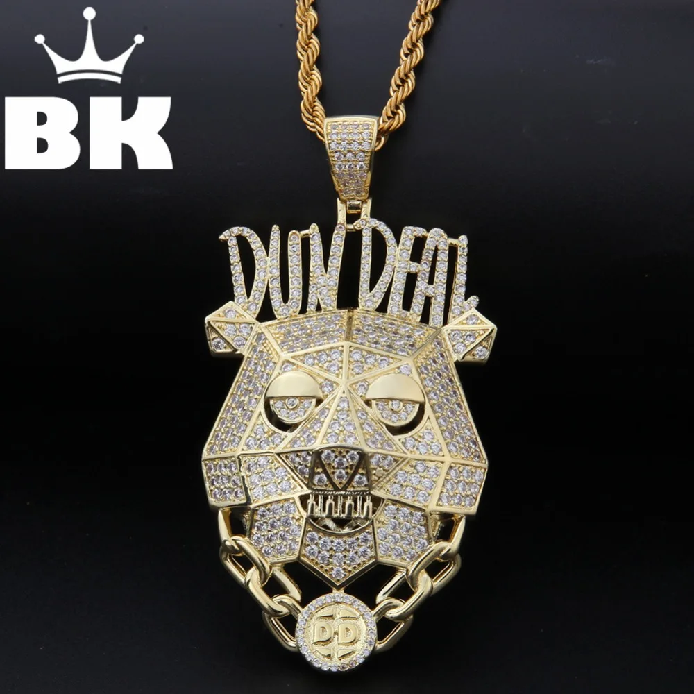 THE BLING KING Custom Dun Deal Necklace Hip Hop Full Iced Out Cubic
