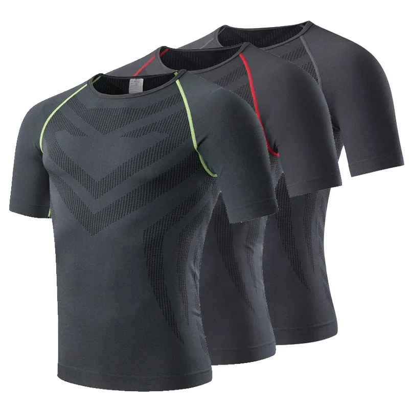 

2019 Men Workout GYM Fitness Tops Tee Sport Run Yoga Train Pro Quick Dry Compression Exercise Muslce Bodybuilding T Shirt