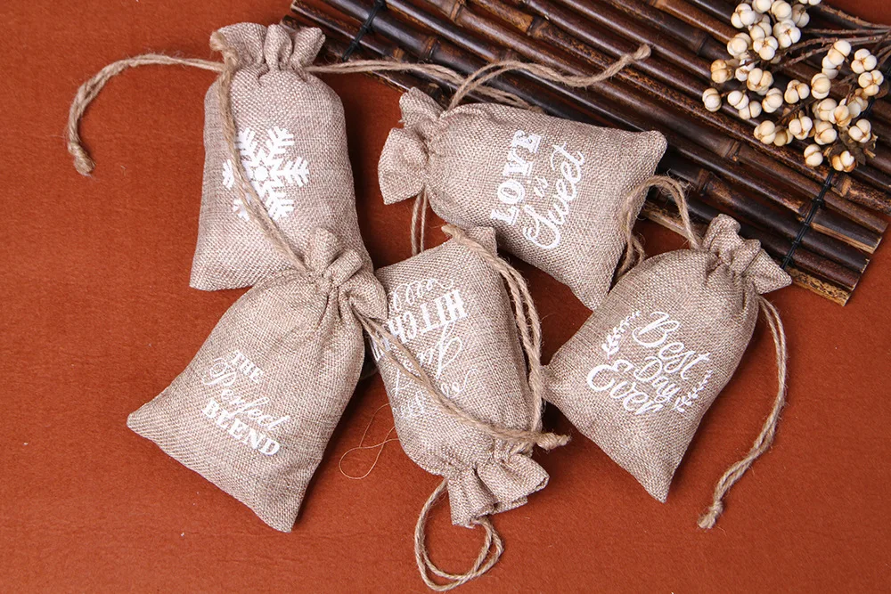 50pcs Burlap Bags with Drawstring Gift Bags Jewelry Pouch for Wedding